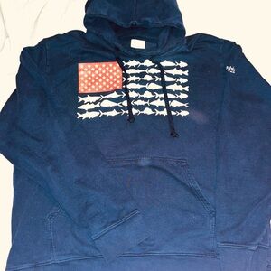 Columbia PFG Navy Graphic Hooded Sweatshirt - Mens XL